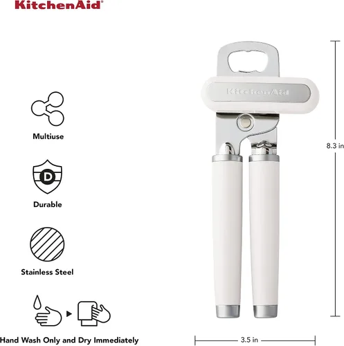 Vista 2 de KitchenAid Abrelatas y abrebotellas multifunción clásico, fácil de usar, rueda de corte de acero inoxidable afilada, asas ergonómicas suaves