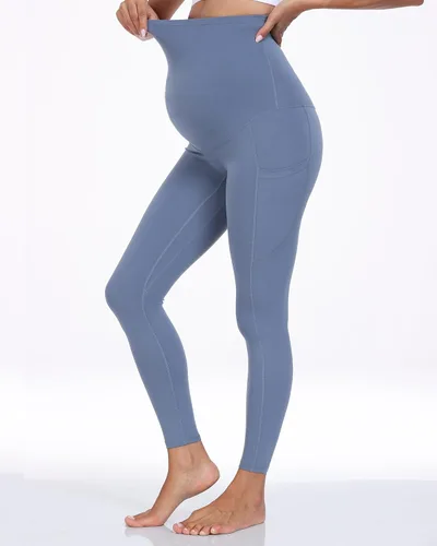 Vista 44 de WHOUARE Leggings de maternidad sobre el vientre con bolsillos para mujer, cintura alta, entrenamiento, pantalones de yoga