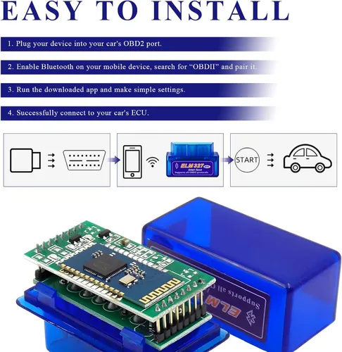 Vista 5 de ELM327 OBDⅡ Escáner de Diagnóstico Automático para Coche, Herramienta de Escaneo Bluetooth Automático Profesional Lector de Código de Falla