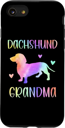 Vista 13 de Carcasa para iPhone 14 con diseño de perro salchicha abuela Wiener Dog Nana Rainbow Watercolor Case