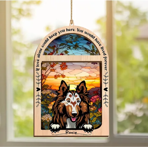 Vista 368 de LOVELYPOD Adorno de Navidad personalizado de sabueso afgano, atrapasoles con nombre, regalos de pérdida de mascotas, regalos para amantes