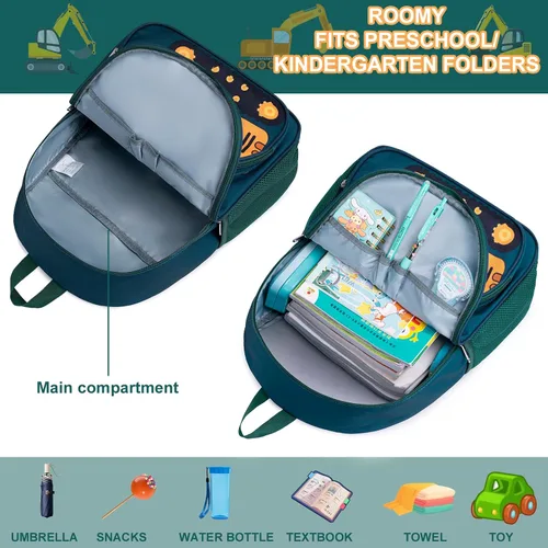 Vista 3 de LOIDOU Mochila para niños y niñas, mochilas preescolares para niños, bolsas escolares para jardín de infantes, juego de mochila para niños pequeños