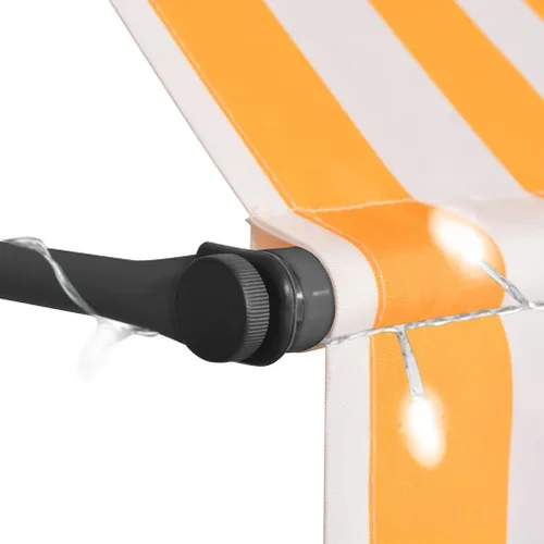 Vista 4 de vidaXL Toldo retráctil, toldo retráctil manual para patio al aire libre, toldo de refugio de sombra con LED para jardín, patio, balcón, 98.4 Naranja