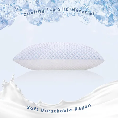 Vista 2 de OSBED Almohada refrescante de espuma viscoelástica triturada, tamaño estándar, loft ajustable con cuentas de gel y funda de Tencel transpirable