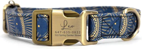 Vista 7 de Collar de perro personalizado con nombre y número de teléfono grabado, collar ajustable personalizado para cachorros, collar de algodón orgánico
