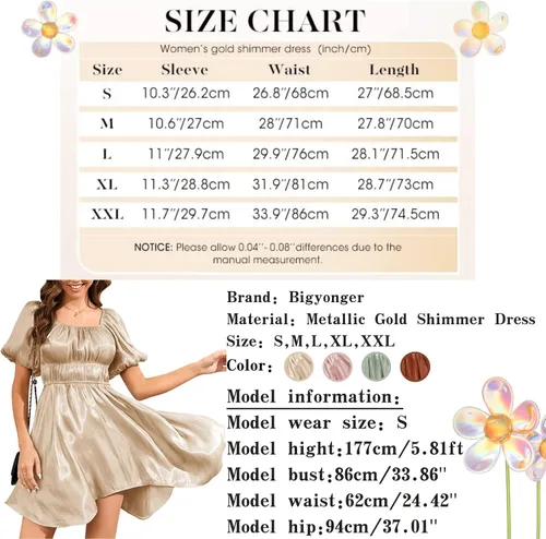 Vista 6 de Bigyonger Vestidos de verano para mujer, manga abombada, cuello cuadrado, hombros descubiertos, fluidos, escalonados, estilo bohemio, casual, mini
