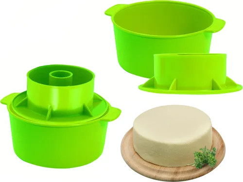 Vista 9 de Molde para queso con seguidor de pistón de color verde - Suministros de elaboración de queso - Molde para Queso Casero - Molde para Queso Casero