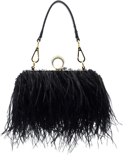 Vista 3 de Miuco Bolso de mano de plumas para mujer, bolso cruzado de hombro