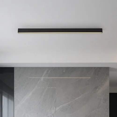 Vista 14 de Lámpara LED de techo negra, moderna y simple, instalación de superficie de techo de tira larga, adecuada para sala de estar, dormitorio, pasillo