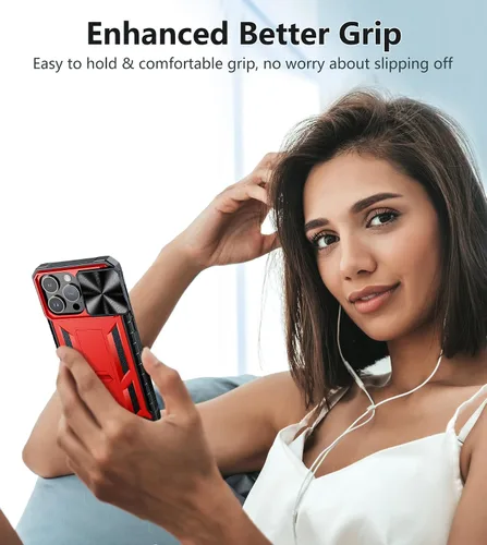 Vista 7 de SOiOS Funda para iPhone 13-Pro-Max con soporte y deslizador, color negro Protección a prueba de caídas de grado militar, cubierta resistente