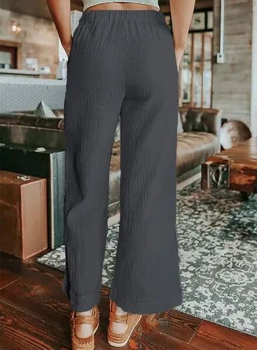 Vista 2 de Dokotoo Women's 2023 Fashion Casual Elastic High Waisted Wide Leg Loose Work Long Palazzo Pants Trousers with Pockets