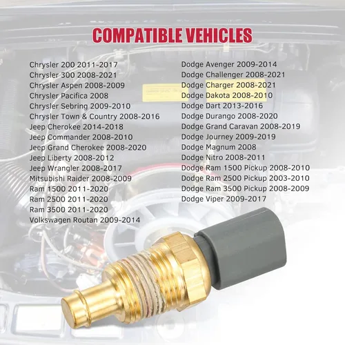 Vista 5 de Interruptor del sensor de temperatura del refrigerante del motor AUTEX Sensor de temperatura 5149077AB TX195 Compatible con Dodge Ram 1500 2500 3500