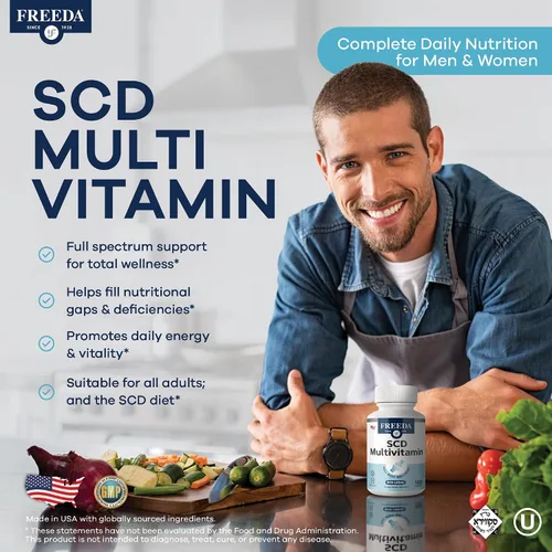 Vista 2 de FREEDA SCD Multivitamínico – Suplemento multivitamínico diario para hombres y mujeres – Vegano, sin gluten, SCD Legal – Vitaminas para adultos