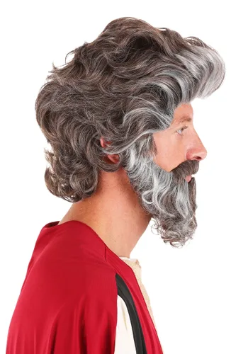 Vista 3 de Peluca y barba de adulto para disfraz de Moisés bíblico Multicolor