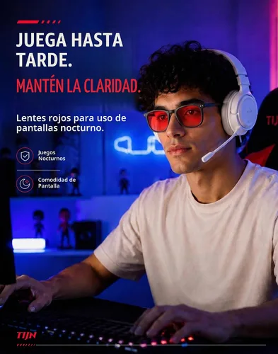 Vista 2 de TIJN Blue Light Blocking Glasses, Square Frame for Computer Gaming Negro