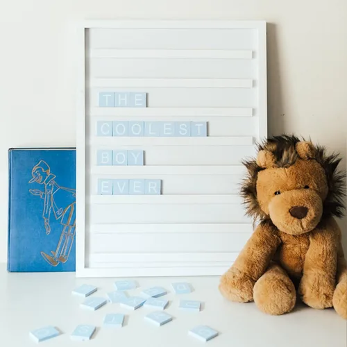 Vista 6 de Stiles 92 fichas de letras premium para tablero de fichas, solo letras, no incluye tablero de letras, alfabeto de crucigrama de madera Azul bebé