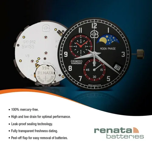 Vista 7 de Renata 376 SR626W Baterías – 1.55 V Óxido de Plata 376 Batería de reloj (2 unidades)