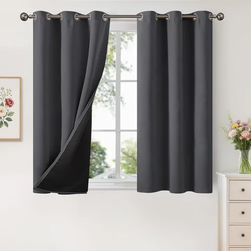 Vista 70 de YoungsTex - Cortinas 100% opacas para dormitorio, con aislamiento térmico y ojales, cortinas oscuras negras con capa pesada para ventana de sala