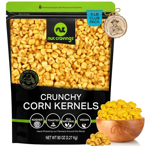 Vista 12 de NUT CRAVINGS - Granos de maíz crujientes tostados - Sabor a barbacoa asado y salado (8 oz - 1 paquete) empacado fresco en bolsa resellable