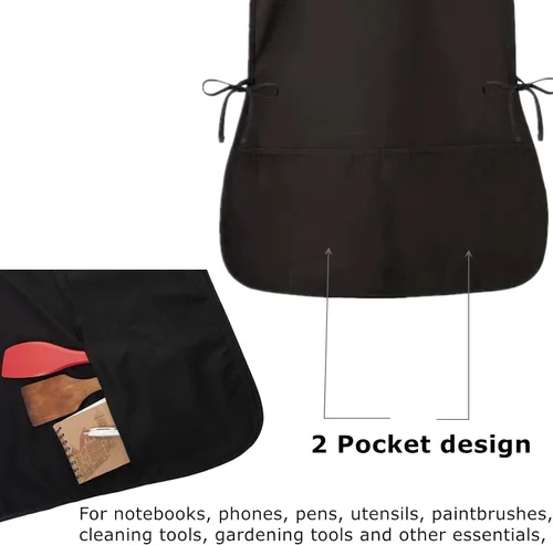 Vista 3 de Paquete de 6 delantales de cobbler para mujeres y hombres, delantales universales para adultos con 2 bolsillos, delantal de limpieza impermeable