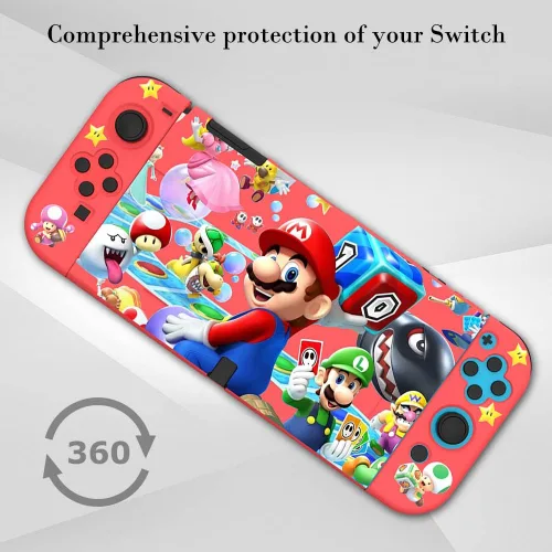 Vista 5 de PERFECTSIGHT Designed for Nintendo Switch OLED Protective Case, Switch OLED Joycon TPU Dockblae Cases for Girls Boys Kids Cute Kawaii Shell for