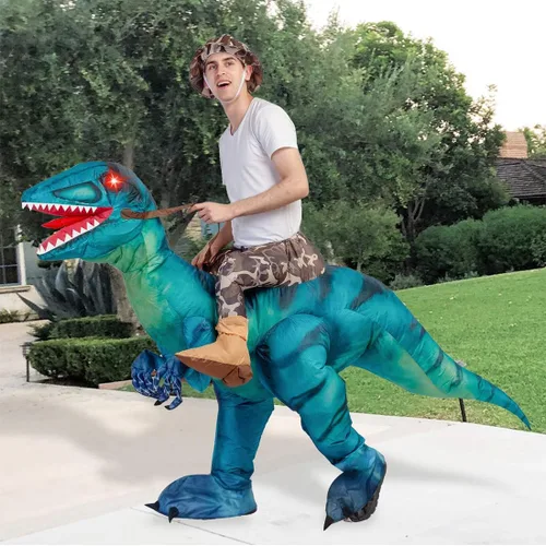 Vista 5 de GOOSH Disfraz inflable de dinosaurio para adultos, disfraz de Halloween para mujeres y hombres, divertido disfraz inflable para fiesta de Halloween