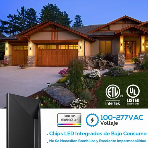 Vista 9 de LEONLITE Lámpara de pared LED regulable 5CCT arriba-abajo, 100-277V, CRI 90+, IP65 impermeable, regulable del 10% al 100% para exteriores
