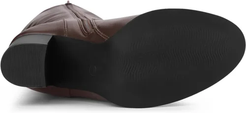 Vista 5 de Allegra K Botas altas hasta la rodilla con tacón redondo y puntera redonda para mujer