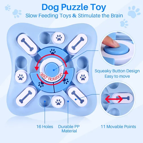 Vista 2 de Juguetes de rompecabezas interactivos para perros grandes, medianos y pequeños, inteligentes, juguetes de enriquecimiento para perros chirriantes