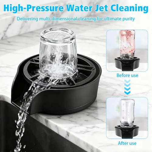 Vista 5 de Petyoung Enjuagadora de vidrio para fregadero de cocina, enjuague de vidrio giratorio de 360 grados con cabezal rociador extraíble, lavadora