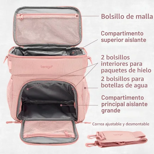 Vista 5 de Bentgo Prep Deluxe - Bolsa aislada para múltiples comidas - Bolsa de lonchera, con capacidad para 5 comidas, aislamiento premium hasta 8 horas Rubor