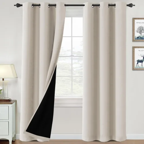 Vista 34 de H.VERSAILTEX Cortinas 100% de opacidad para dormitorio, con aislamiento térmico, cortinas opacas de 63 pulgadas de largo, cortinas de bloqueo