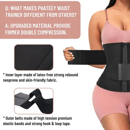 Vista 2 de Workout Sweat Waist Trainer for Women Lower Belly Fat, Double Compression Neoprene Waist Trimmer Cincher for Women