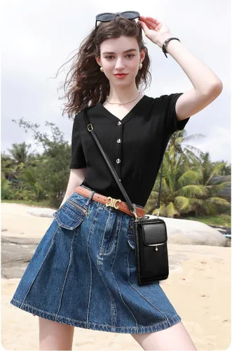 Vista 5 de YICHEEY Pequeña bolsa cruzada para teléfono celular para mujer, mini cartera de hombro con ranuras para tarjetas de crédito
