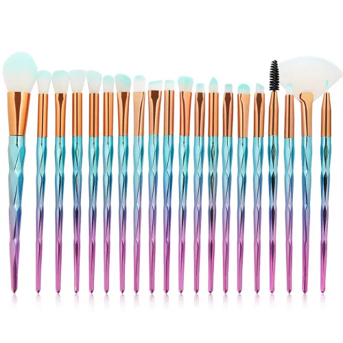 Vista 2 de Juego de 20 brochas de maquillaje de ojos, sombra de ojos, delineador de ojos, corrector de cejas, brochas de mezcla, mango de diamante y cabello