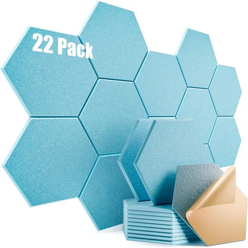 Vista 87 de Paquete de 12 paneles acústicos autoadhesivos de 12 x 10 x 0.4 pulgadas, paneles de espuma a prueba de sonido con alta densidad, elegante diseño