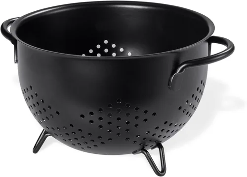 Vista 8 de Colador de metal de 5 cuartos de galón con recubrimiento en polvo, colador de metal autodrenante con base, cesta de frutas y verduras con asas