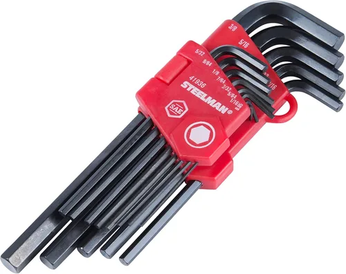 Vista 7 de Steelman Juego de llaves hexagonales de brazo largo de 26 piezas, pulgadas, métricas (SAE/MM), ejes de destornillador de longitud extendida