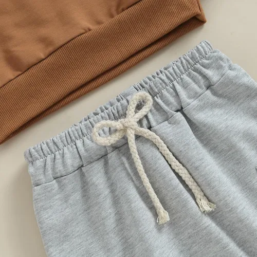 Vista 5 de Conjunto de sudadera de manga larga con cuello redondo y pantalones deportivos para bebés, ropa de invierno para bebé