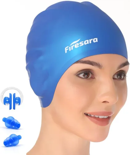 Vista 11 de Firesara Gorra de natación, gorra de natación original actualizada 3D, diseño ergonómico cómodo, duradero, protección para los oídos, para mujeres