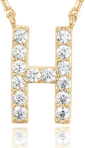 Vista 158 de PAVOI 14K White Gold Plated Cubic Zirconia Initial Necklace Letter Dainty Necklaces for Women