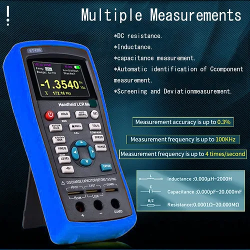 Vista 3 de Medidor LCR Precisión 0.3% Puente eléctrico digital de mano con pantalla TFT Probador de capacitancia multímetro multifunción de inductancia