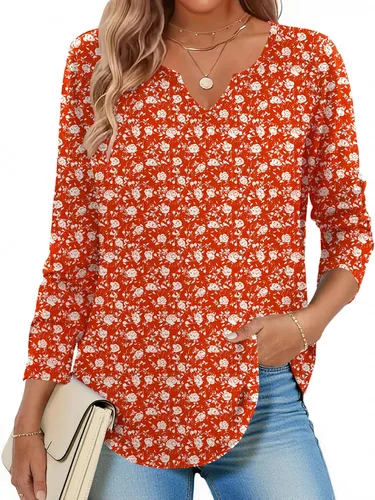 Vista 25 de Zeagoo Camisas de manga larga para mujer, blusas casuales con cuello en V