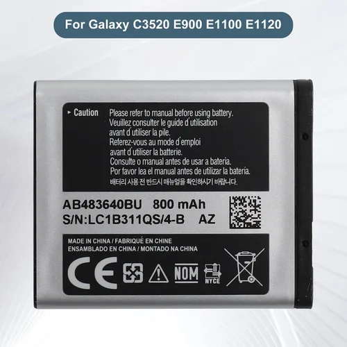 Vista 2 de Batería de repuesto AB463446BU compatible con Samsung Galaxy C3520 E900 E1100 E1120, 800mAh 3.7V, con kit de herramientas de reparación