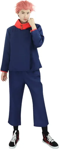 Vista 2 de DAZCOS Talla de EE. UU. Yuji Cosplay Disfraz con capucha Chaqueta Pantalones
