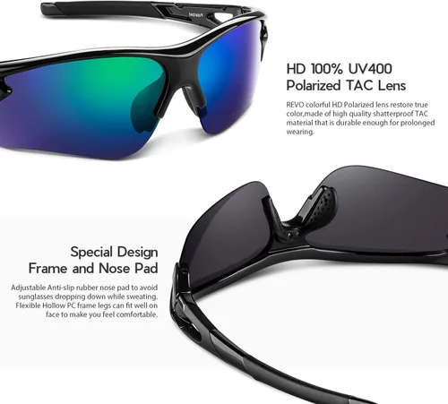 Vista 4 de BEACOOL Polarized Sports Sunglasses for Men Women Youth Baseball Fishing Cycling Running Golf Motorcycle Tac Glasses UV400