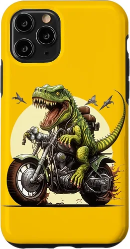 Vista 27 de Funda para iPhone 16 T-Rex Dinosaur Riding a Motorcycle