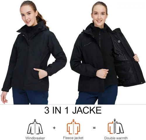 Vista 2 de CAMELSPORTS Chaquetas de esquí impermeables para mujer, abrigo de nieve 3 en 1, chaquetas de snowboard cálidas de invierno, Nieve