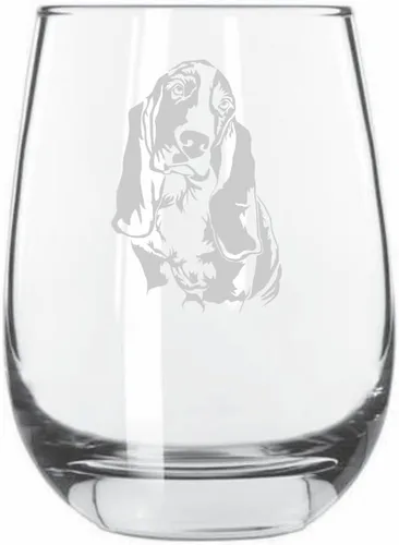 Vista 190 de Shar Pei (chino) - Vaso de vino sin tallo grabado para perro, 15.25 onzas