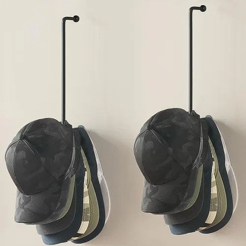 Vista 6 de Mkono Organizador de gorras de béisbol para pared, juego de 2 organizadores de sombreros de metal con capacidad para 24 gorras, ahorro de espacio